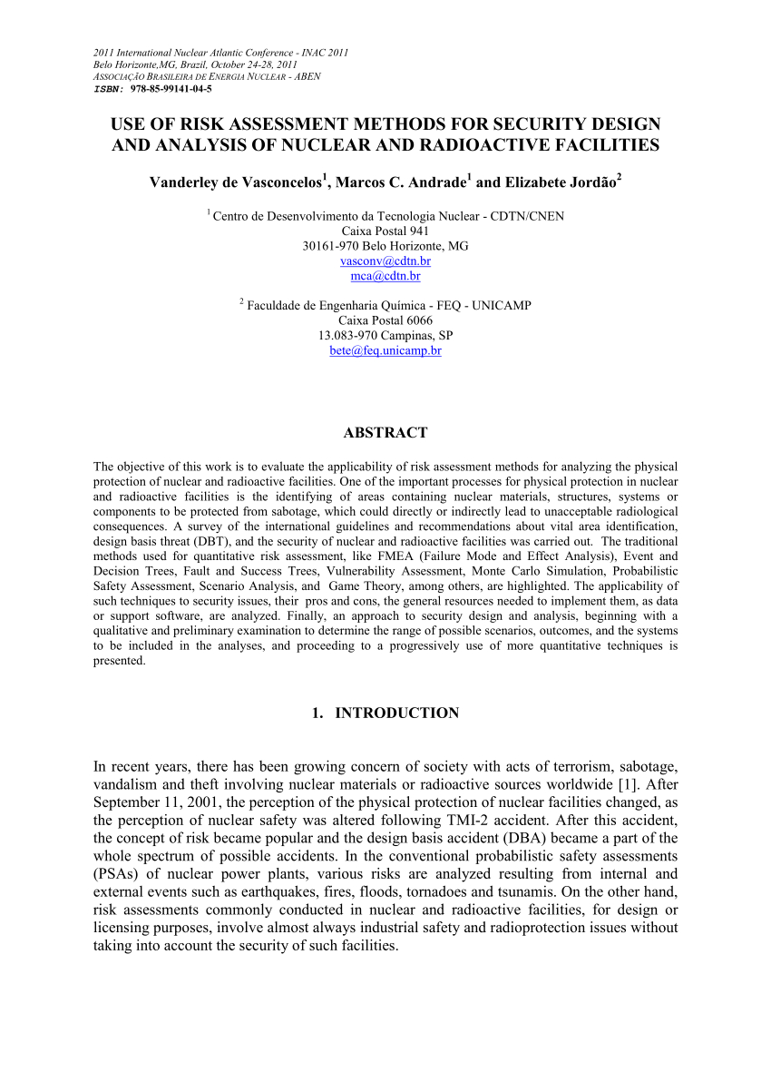 Pdf) Use Of Risk Assessment Methods For Security Design And With Regard To Physical Security Risk Assessment Report Template
