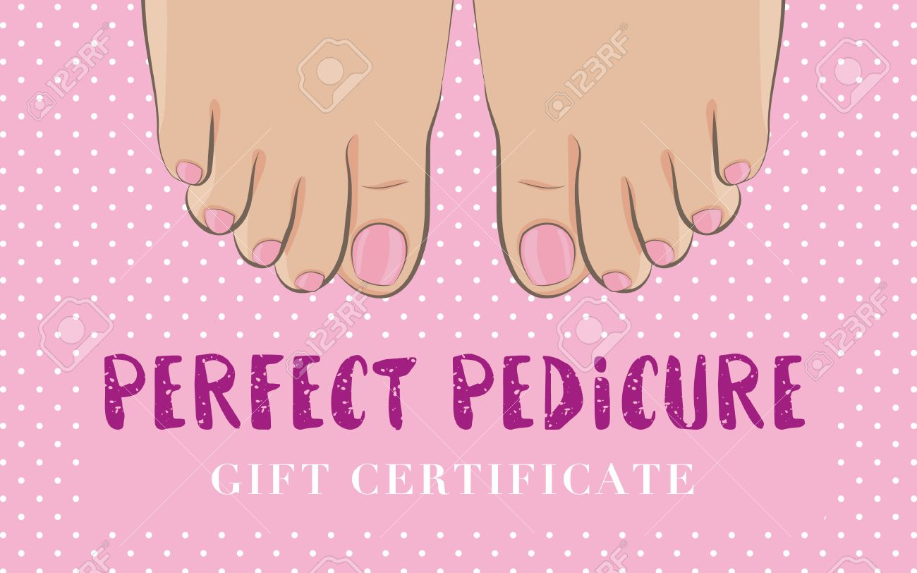 Pedicure Gift Certificate For A Nail Salon. Cute Feminine Design.. Within Nail Gift Certificate Template Free