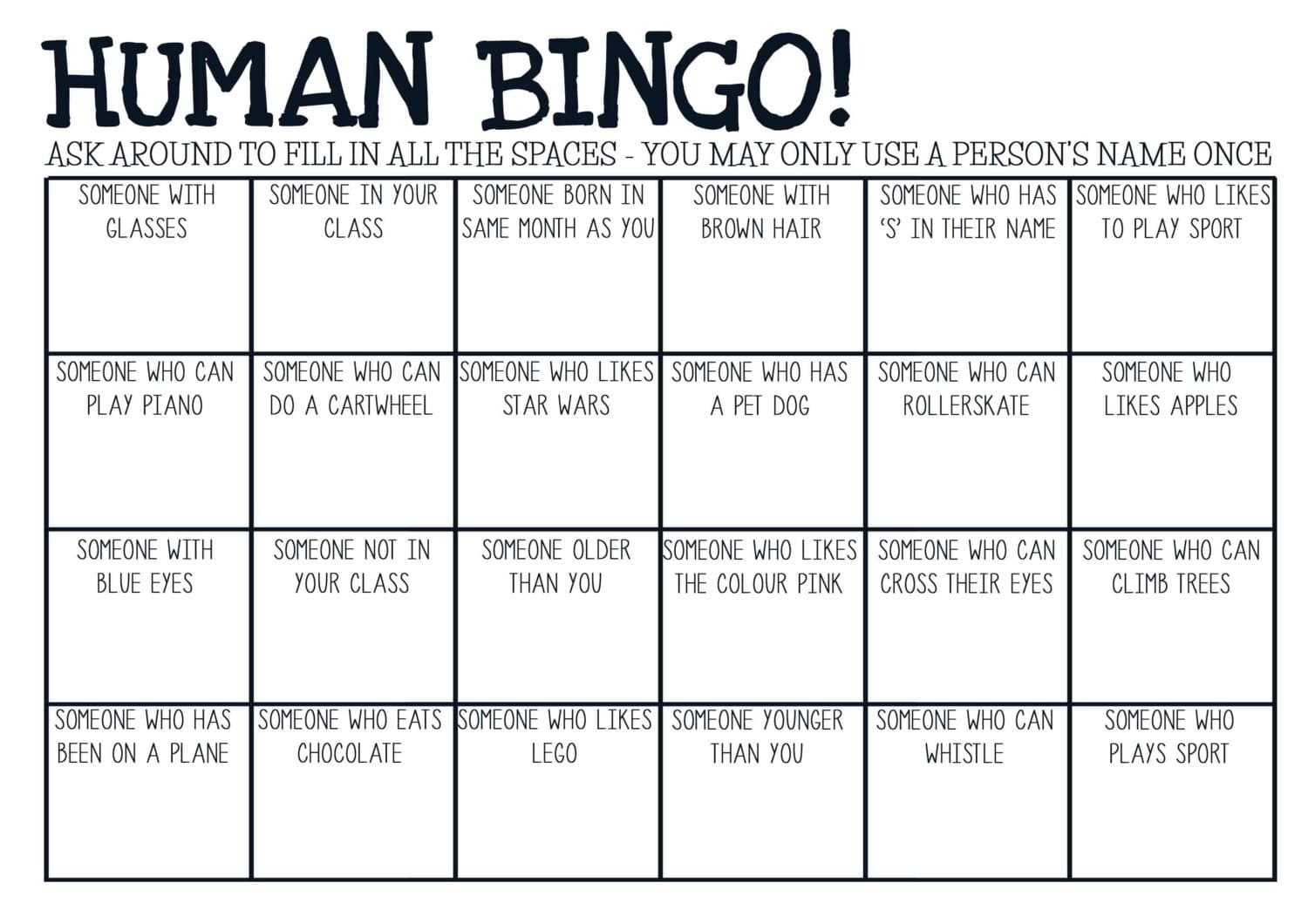 People Bingo Throughout Ice Breaker Bingo Card Template