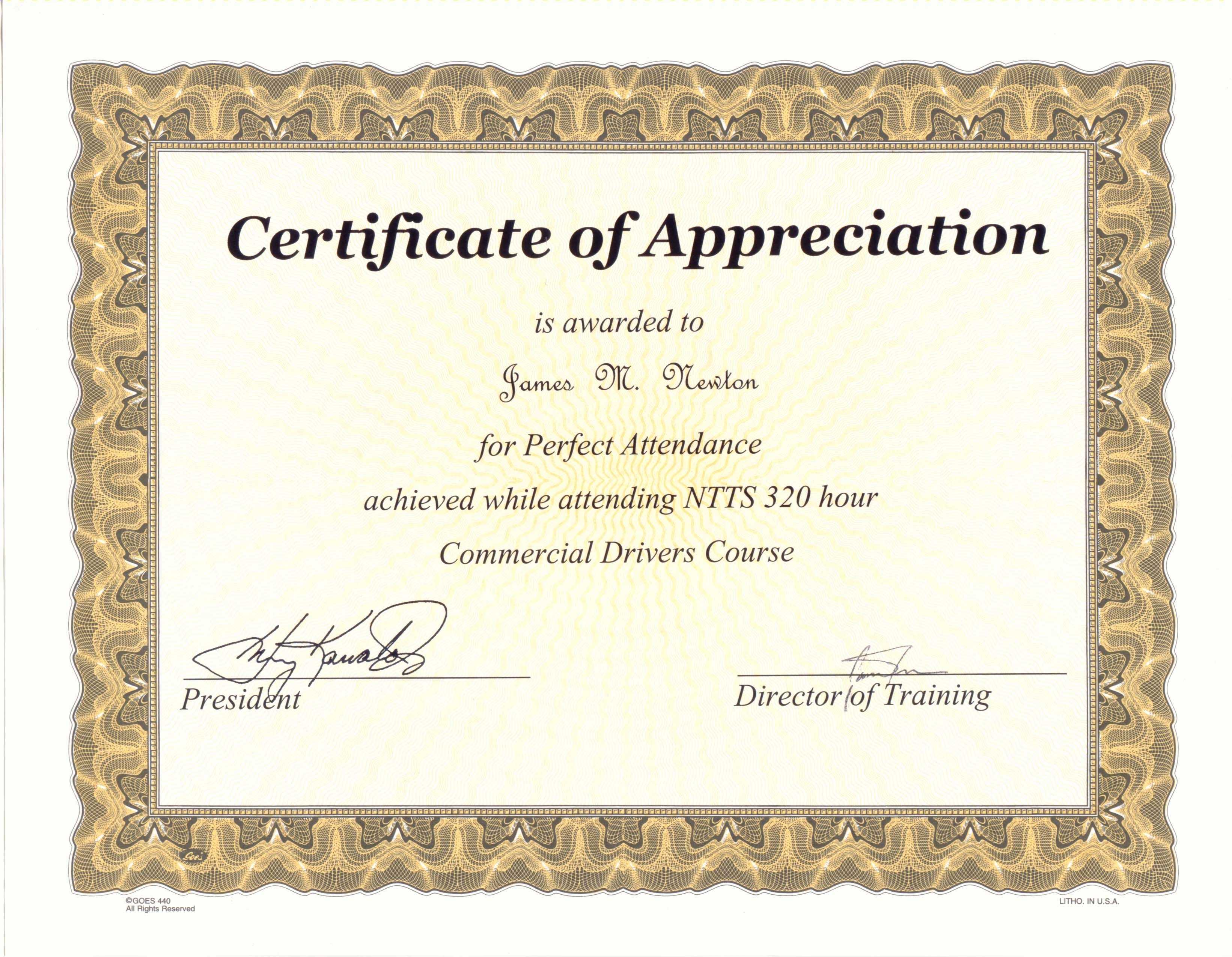 Perfect Attendance Award Certificate Template … | Award In Hayes Certificate Templates