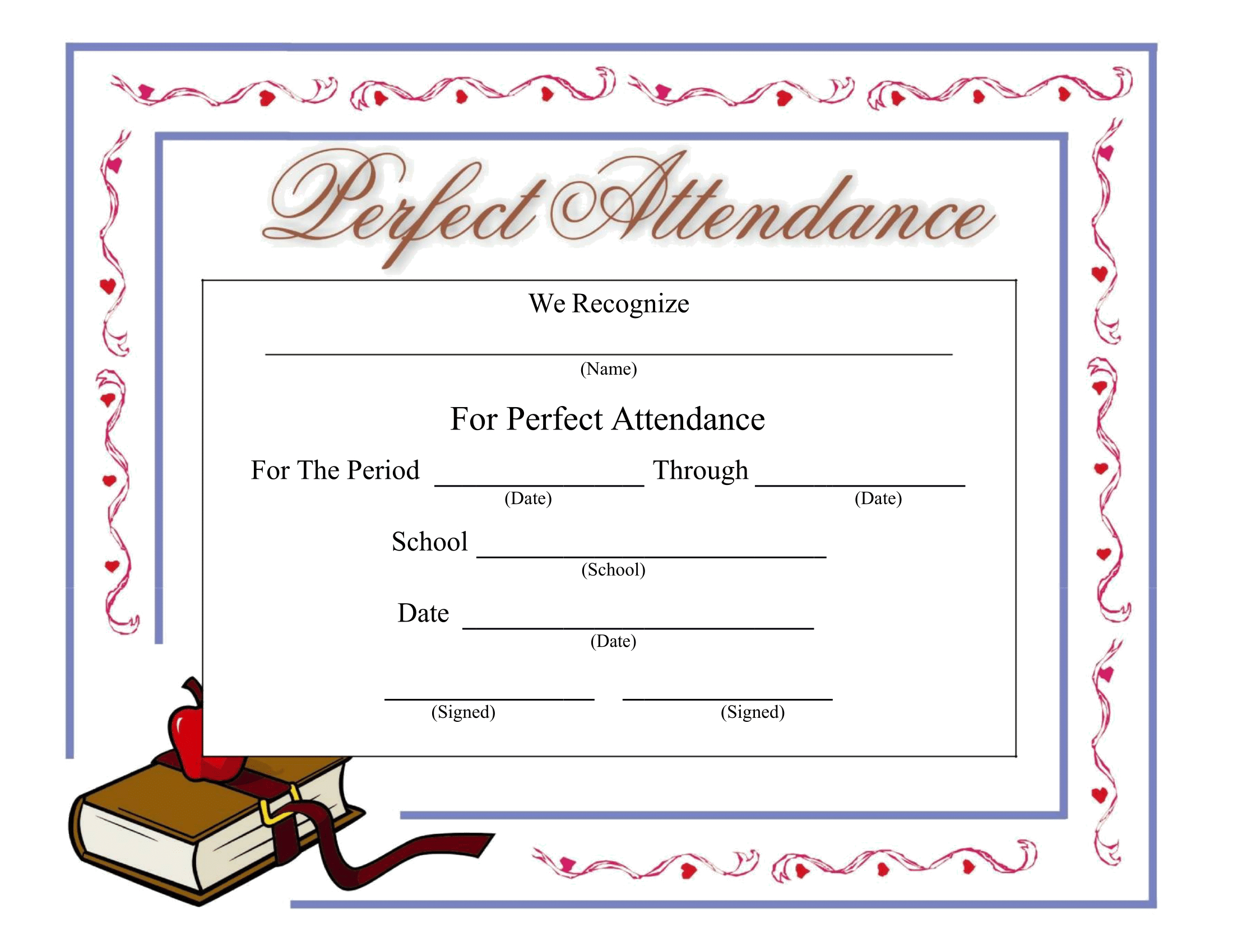 Perfect Attendance Certificate - Download A Free Template In Perfect Attendance Certificate Template