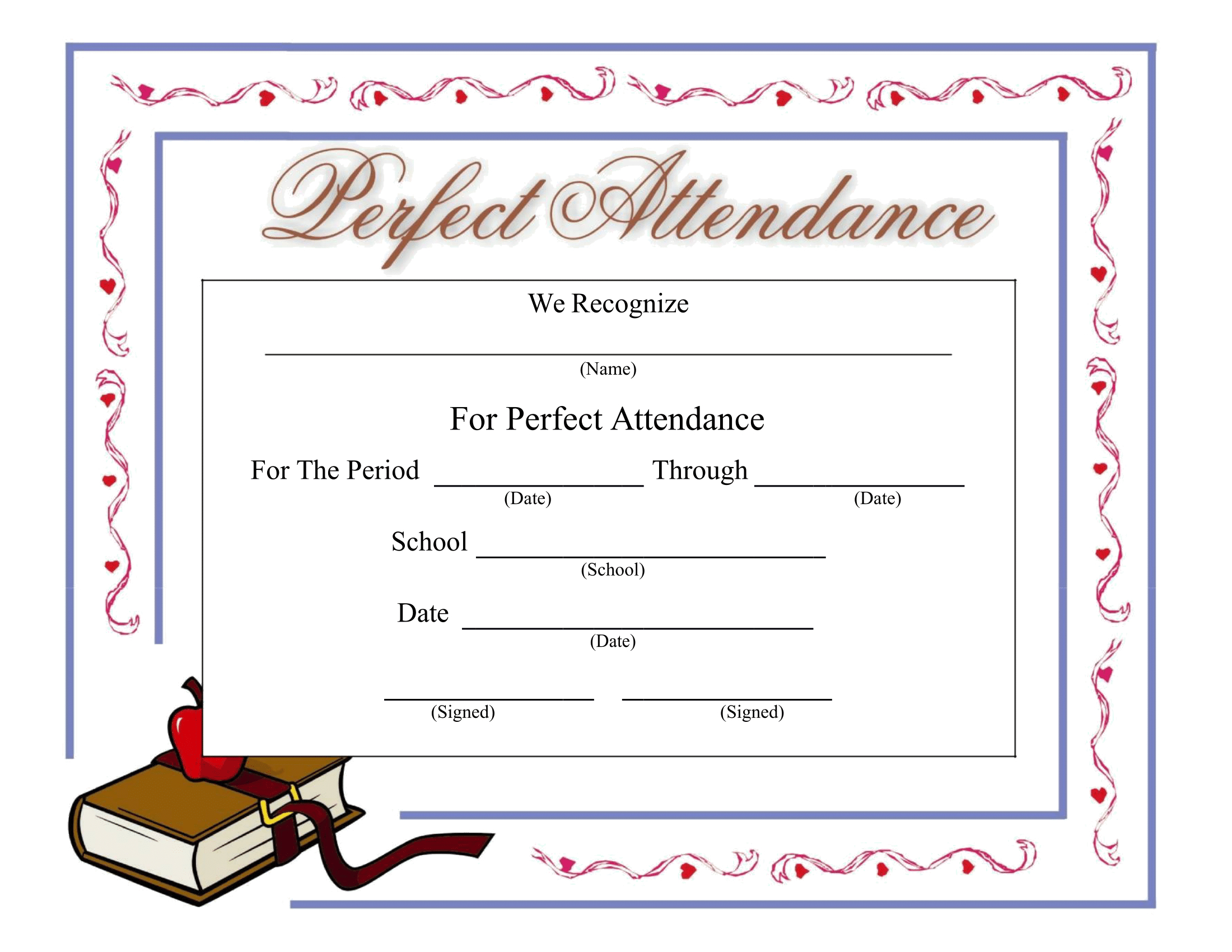 Perfect Attendance Certificate – Download A Free Template In Perfect Attendance Certificate Template