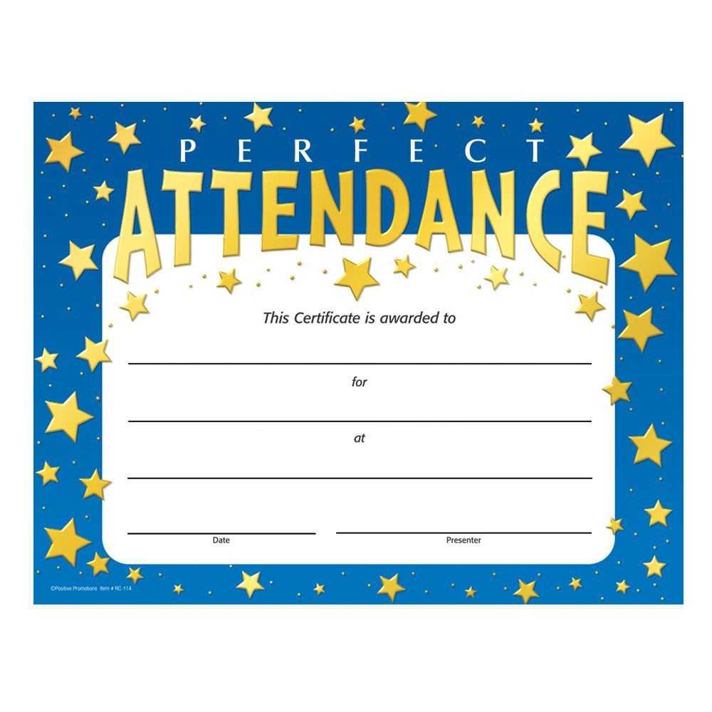 Perfect Attendance Stars Design Gold Foil Stamped Certificate Pertaining To Perfect Attendance Certificate Free Template