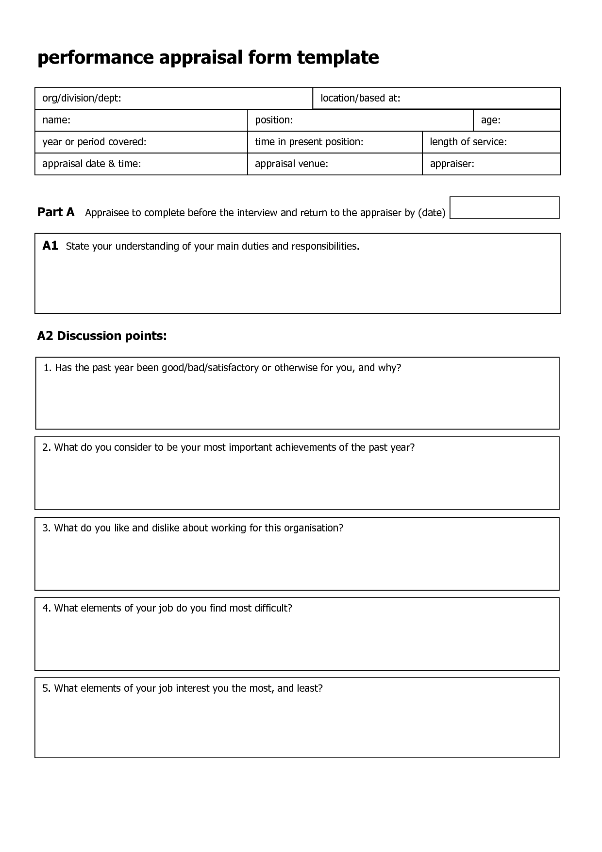 Performance Evaluation Forms Templates Invitation Templates Throughout Blank Evaluation Form Template