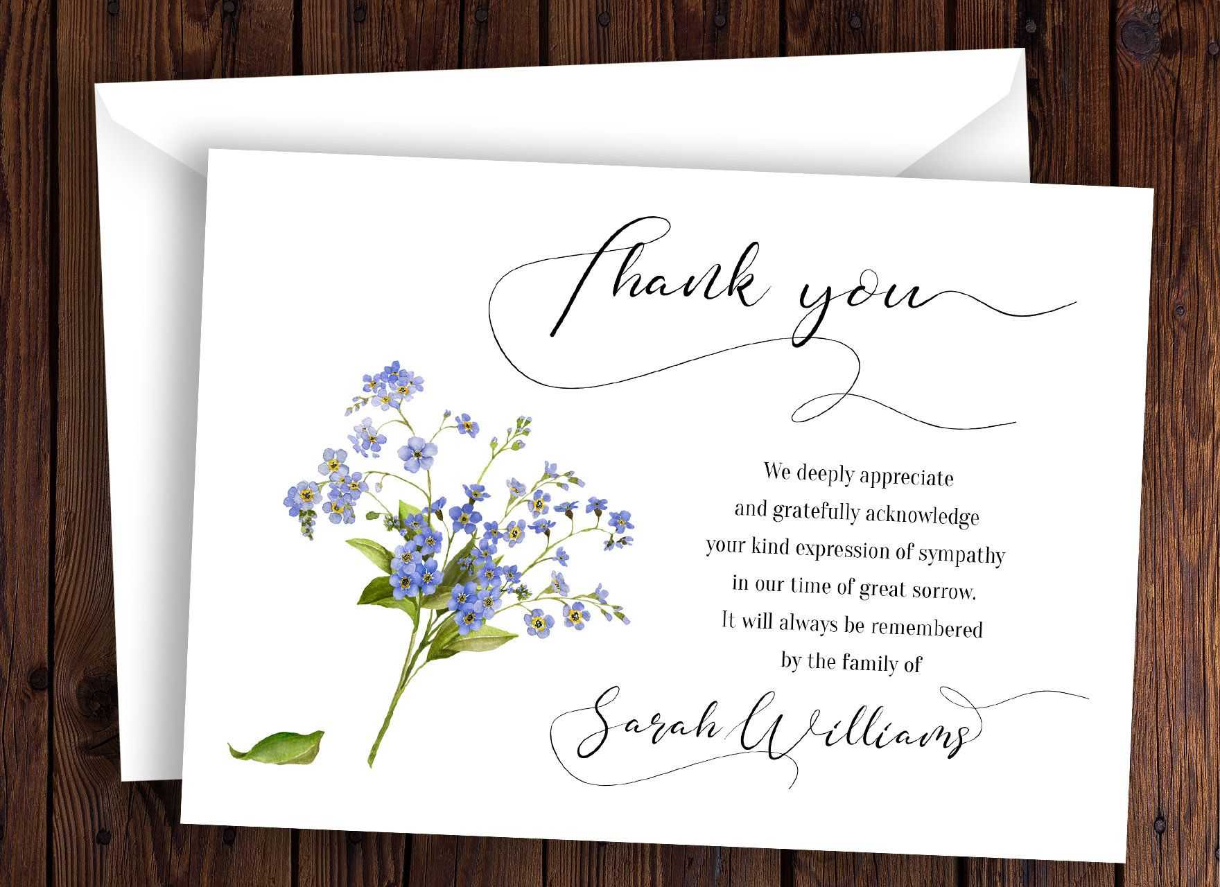 Personalized Funeral Thank You Card Sympathy Thank You Card For Sympathy Thank You Card Template