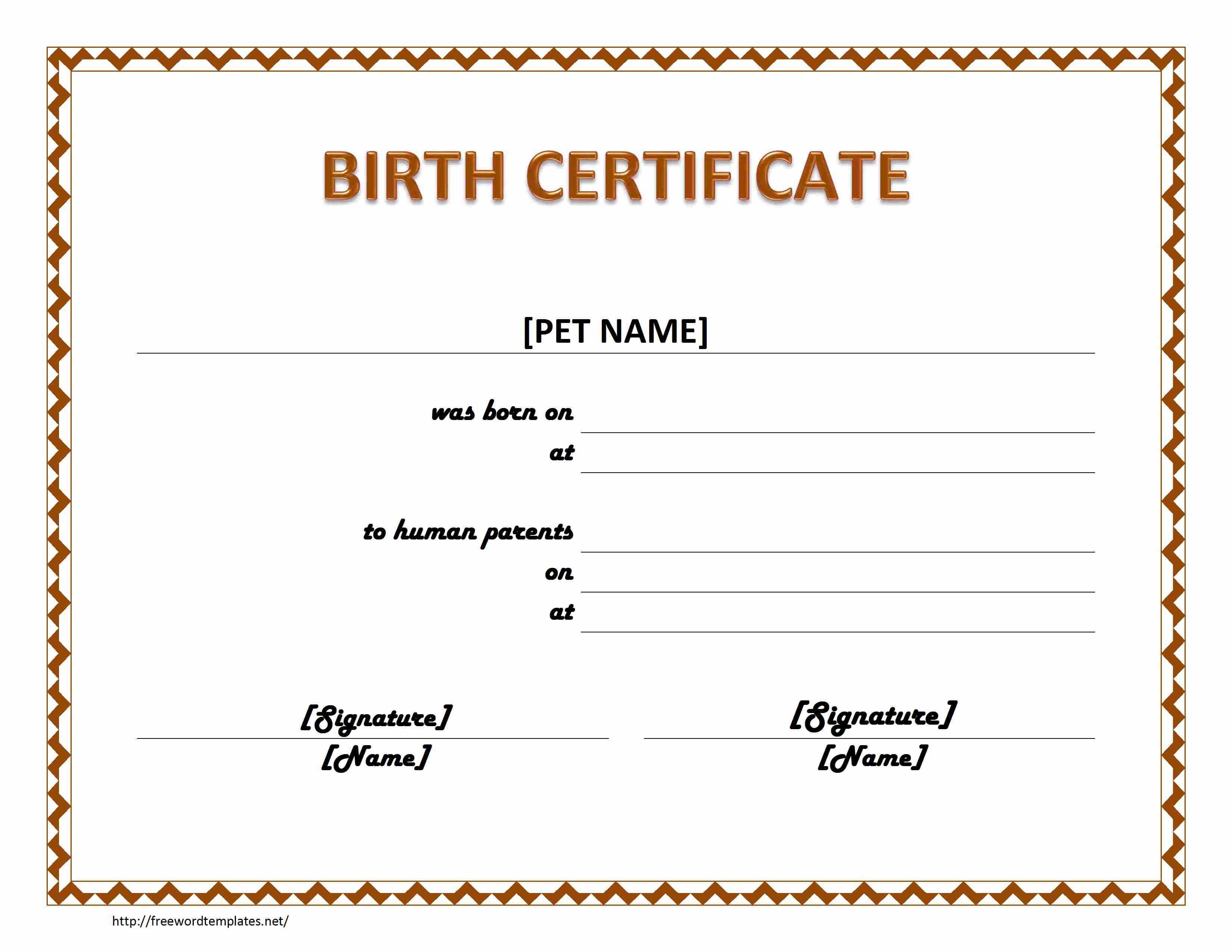 Pet Birth Certificate Maker | Pet Birth Certificate For Word Pertaining To Adoption Certificate Template