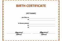 Pet Birth Certificate Maker | Pet Birth Certificate For Word with Birth Certificate Template For Microsoft Word