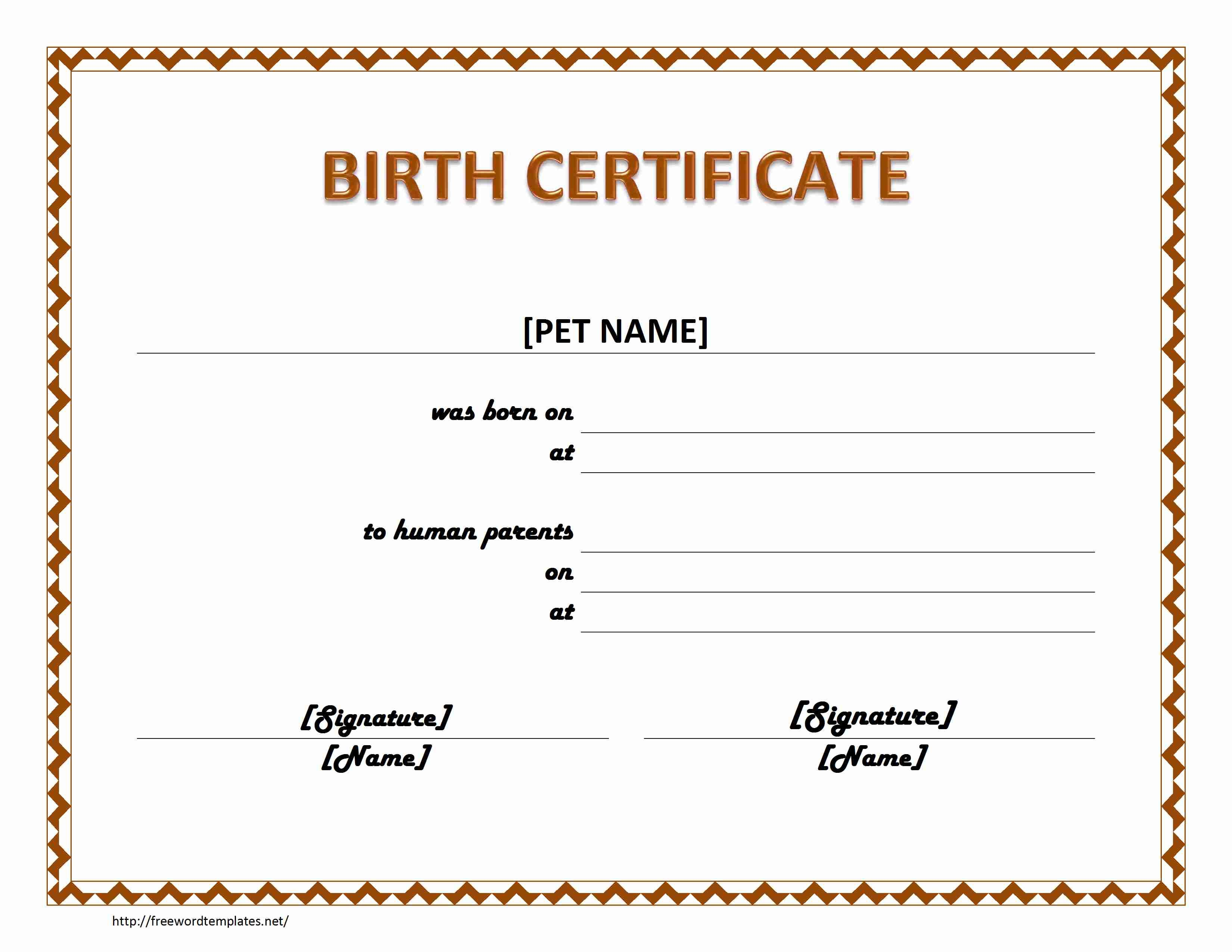 Pet Birth Certificate Maker | Pet Birth Certificate For Word Within Editable Birth Certificate Template