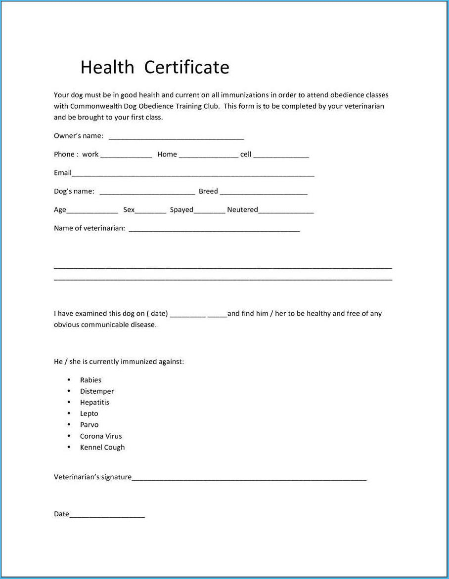 Pet Health Certificate Template #7127 In Veterinary Health Certificate Template