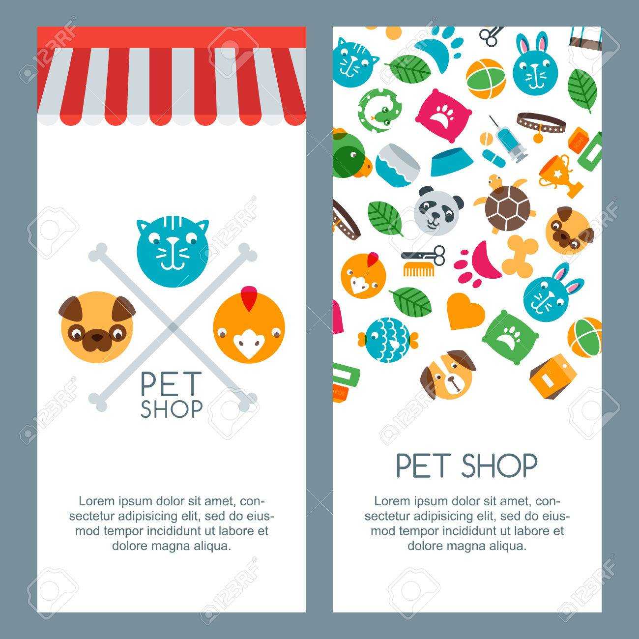 Pet Shop, Zoo Or Veterinary Banner, Poster Or Flyer Template. Inside Zoo Brochure Template