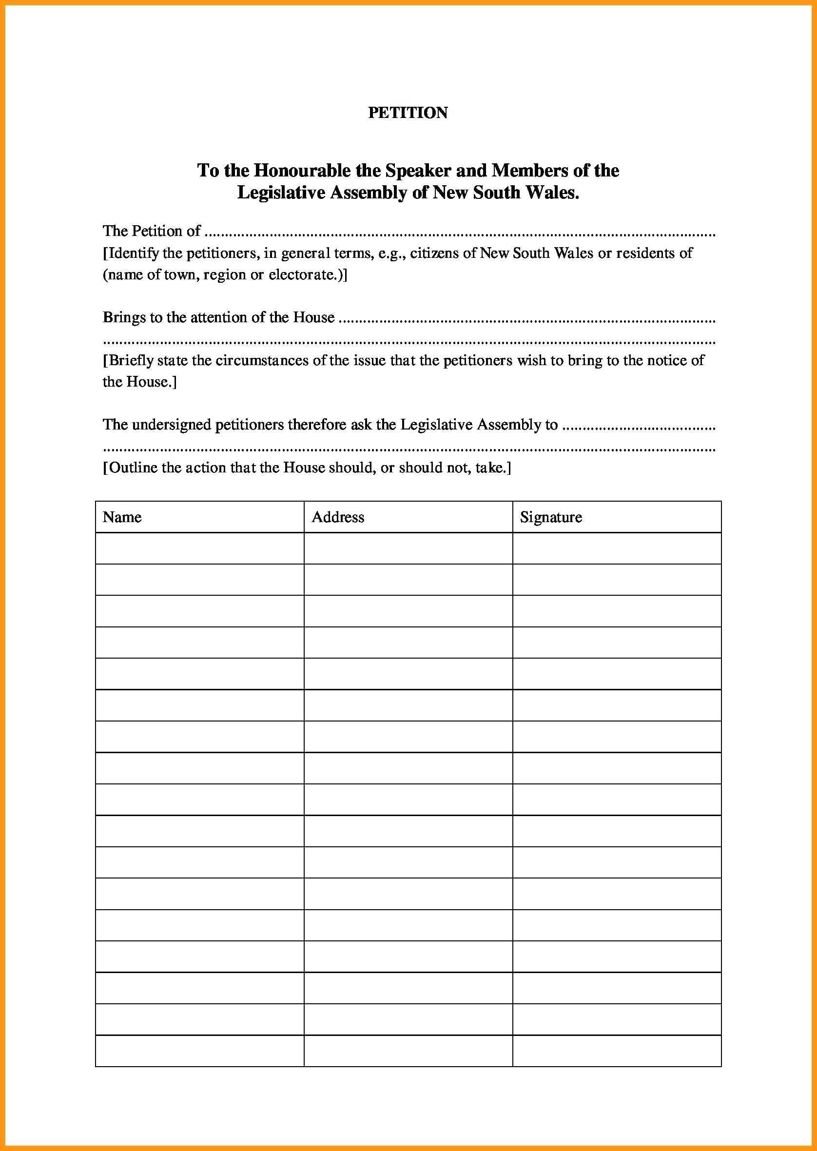 Petition Sheet Template – Wepage.co Pertaining To Blank Petition Template