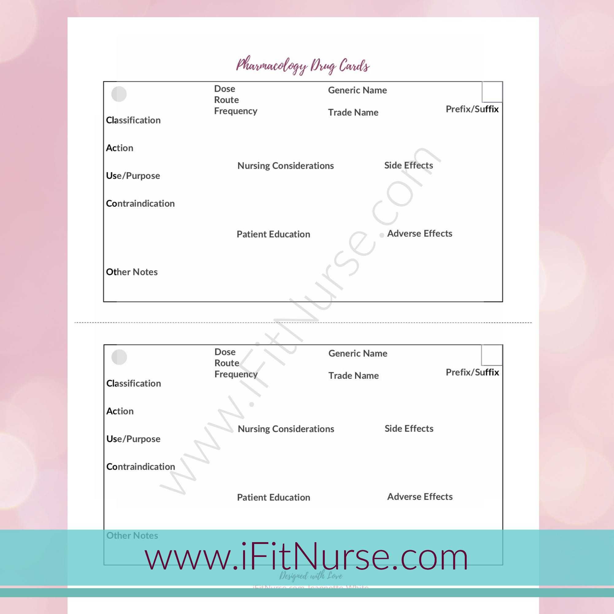 Pharmacology Drug Card Template | Nursing Organization For Med Cards Template