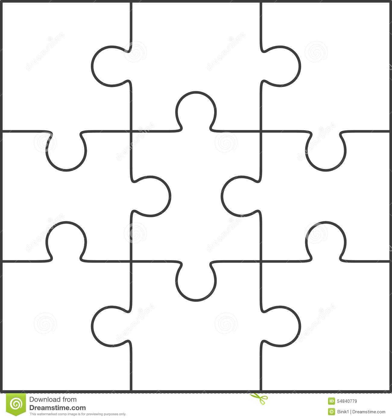 Photo About Jigsaw Puzzle , Blank Simple Template 3X3 Regarding Jigsaw Puzzle Template For Word