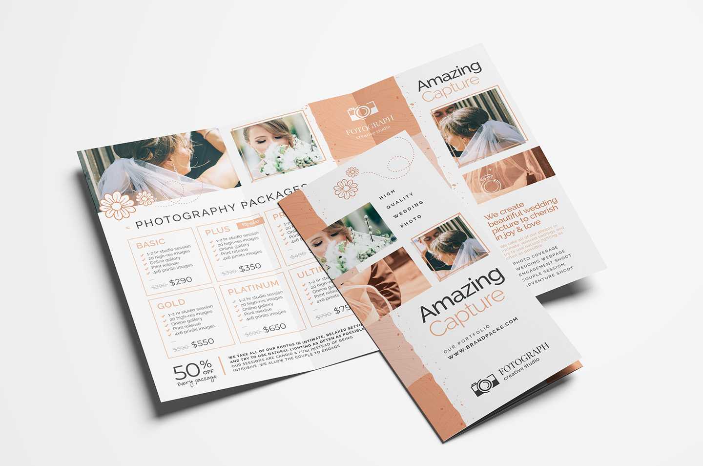 Photography Service Tri Fold Brochure Template – Psd, Vector Inside 2 Fold Brochure Template Psd