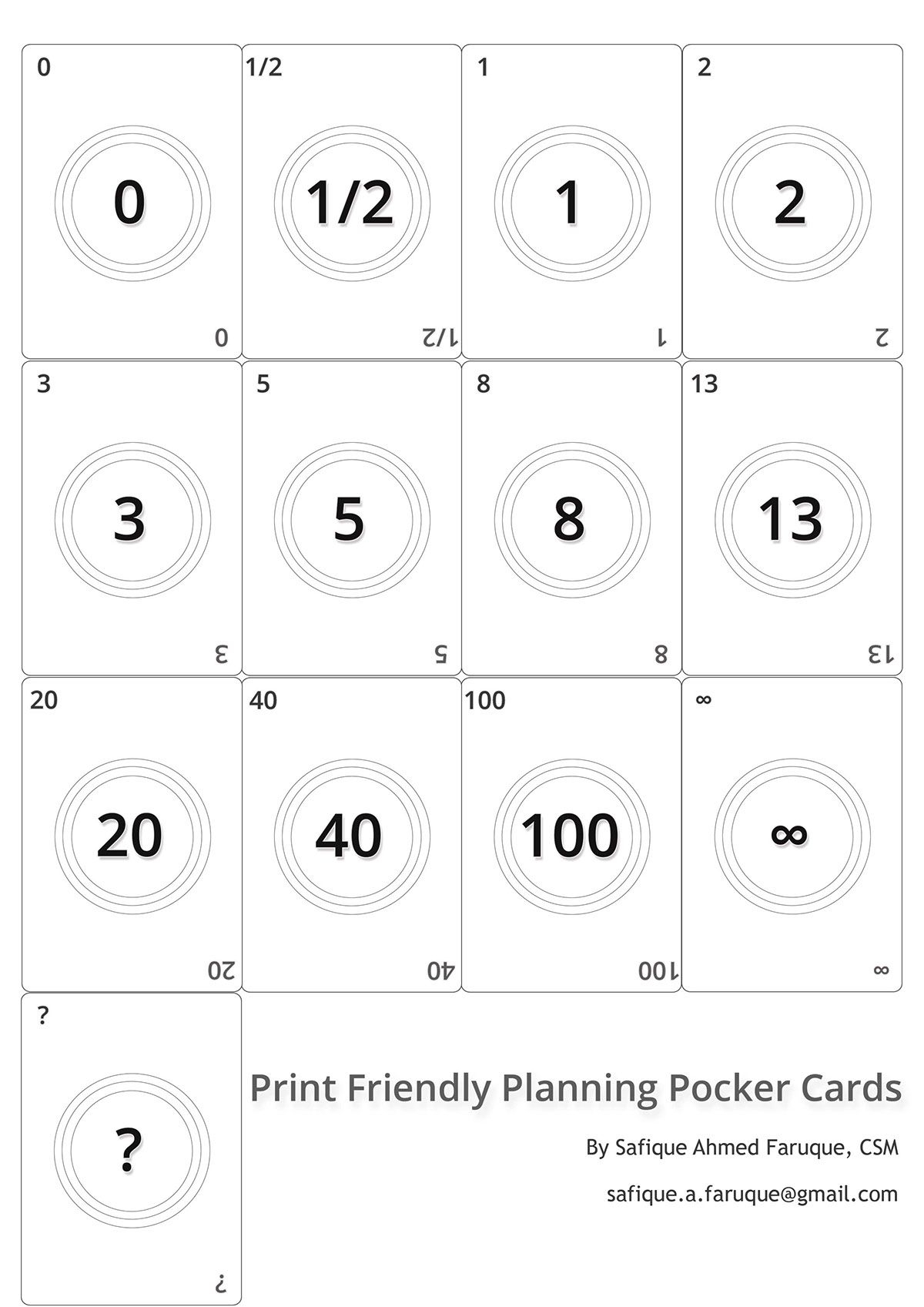 Picture: Agile Planning Poker Cards. Black And White Print Throughout Planning Poker Cards Template