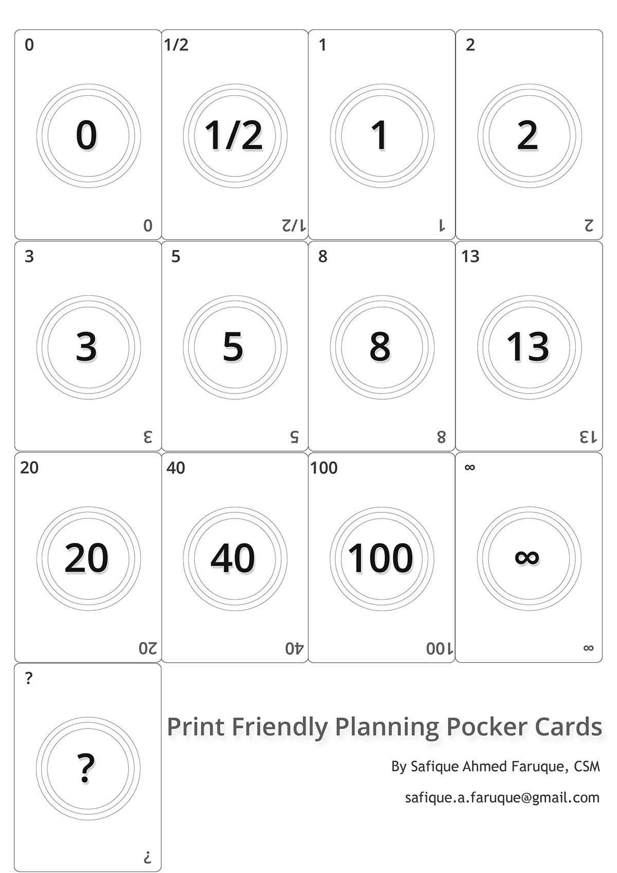 Picture: Agile Planning Poker Cards. Black And White Print Throughout Planning Poker Cards Template