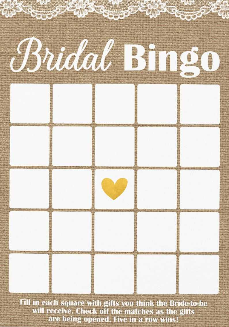 Pin On Bridal Shower Regarding Blank Bridal Shower Bingo Template