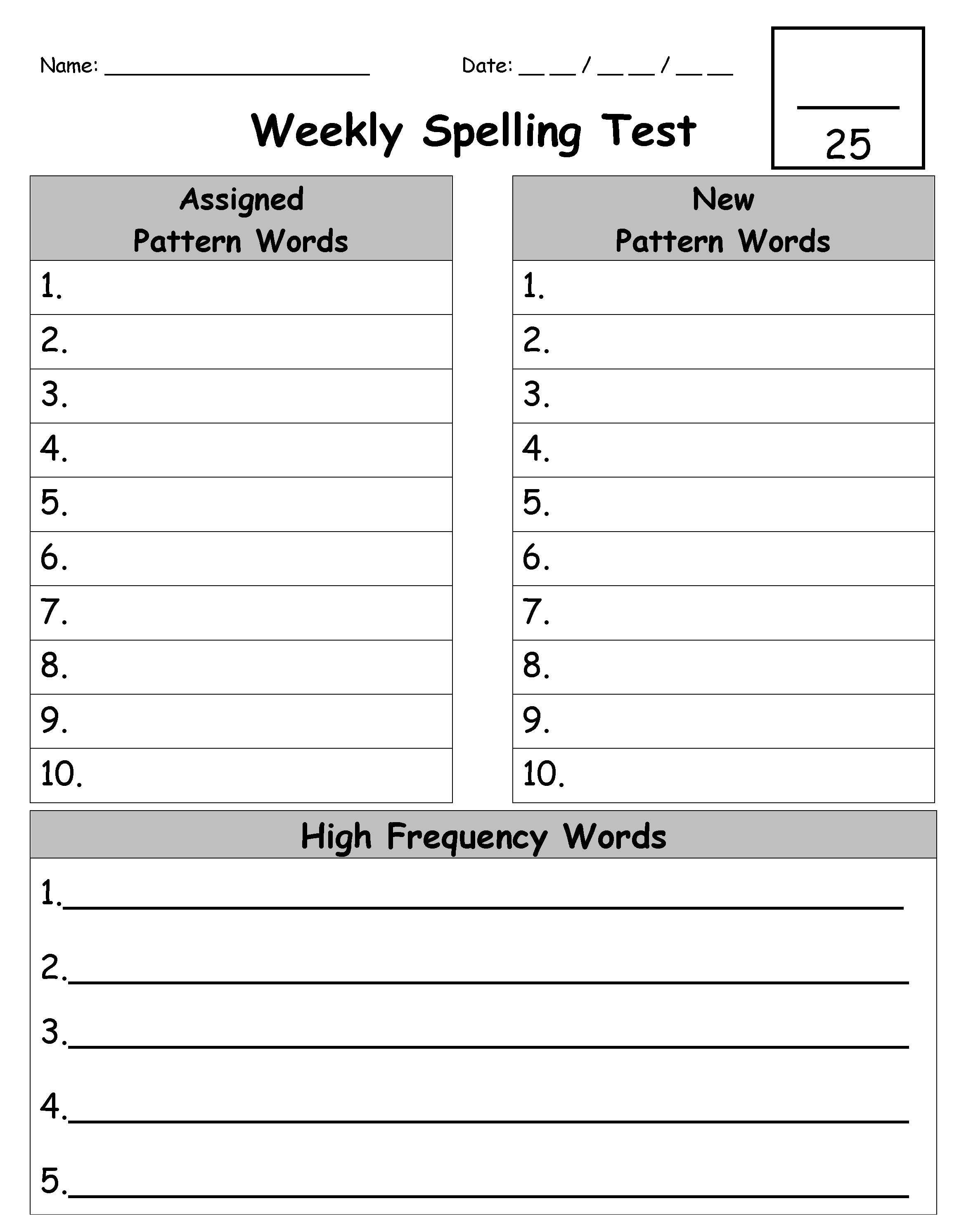 Pin On Edudeas: Spelling In Test Template For Word