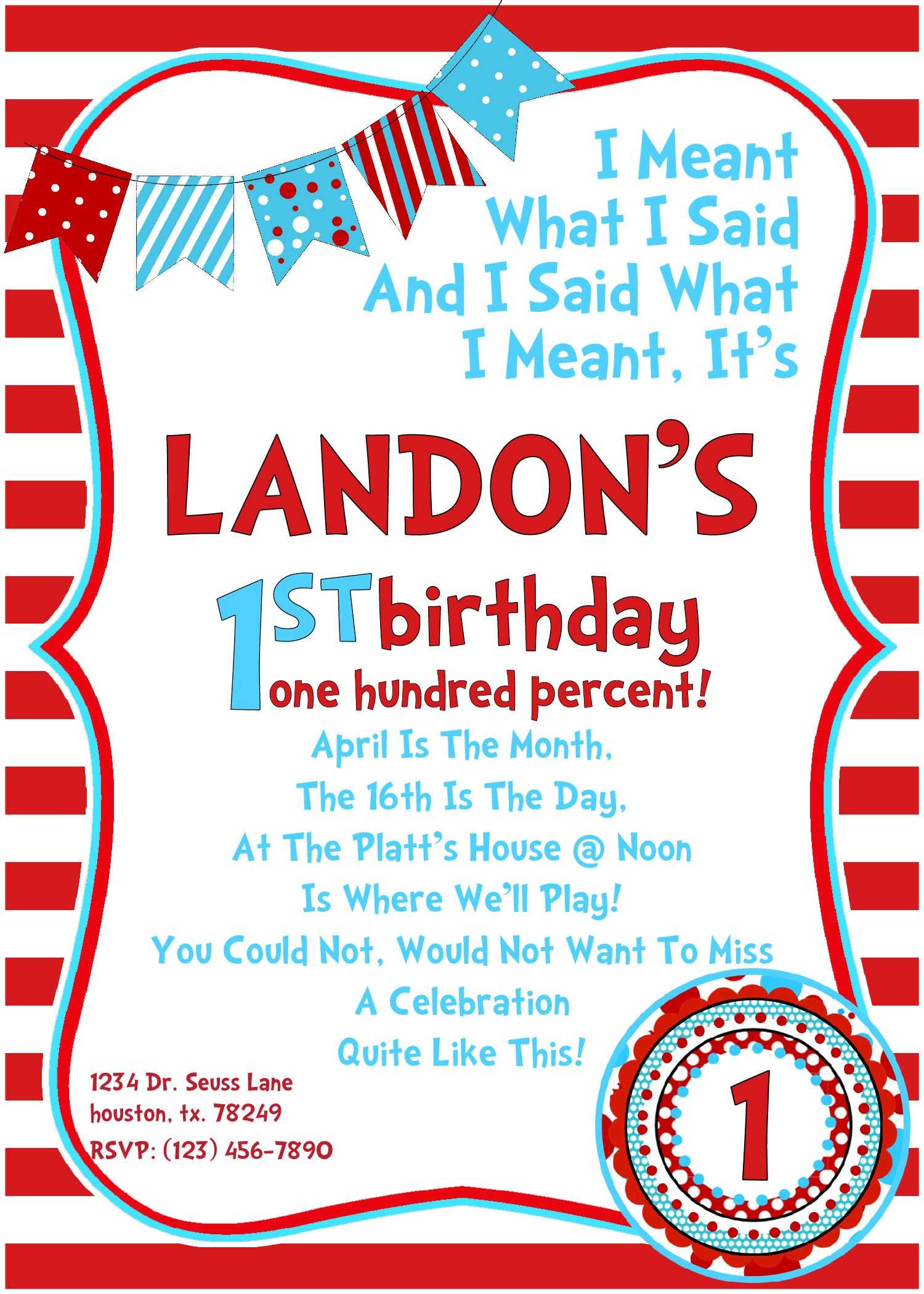 Pin On Free Printable Birthday Invitation Within Dr Seuss Birthday Card Template