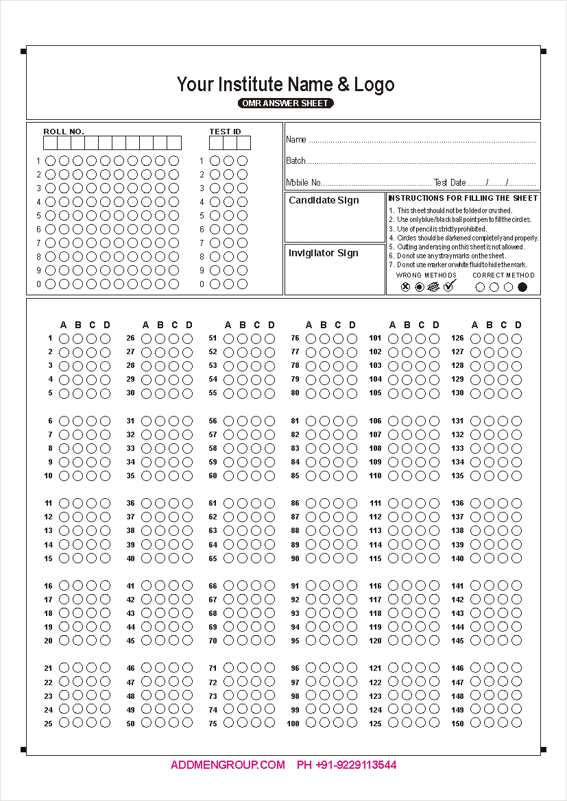 Pin On Junaid Within Blank Answer Sheet Template 1 100