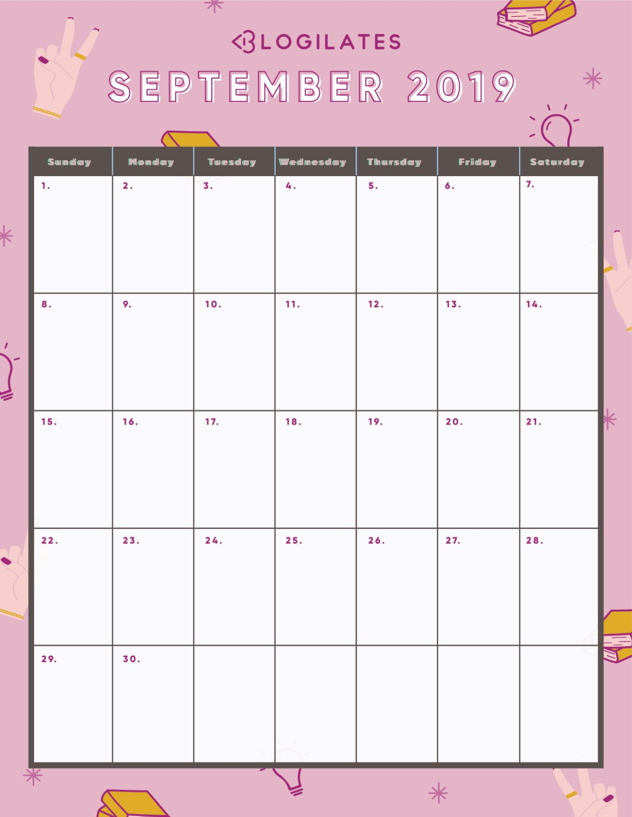 Pin On Printable Monthly Calendar Templates For Blank Calendar Template For Kids