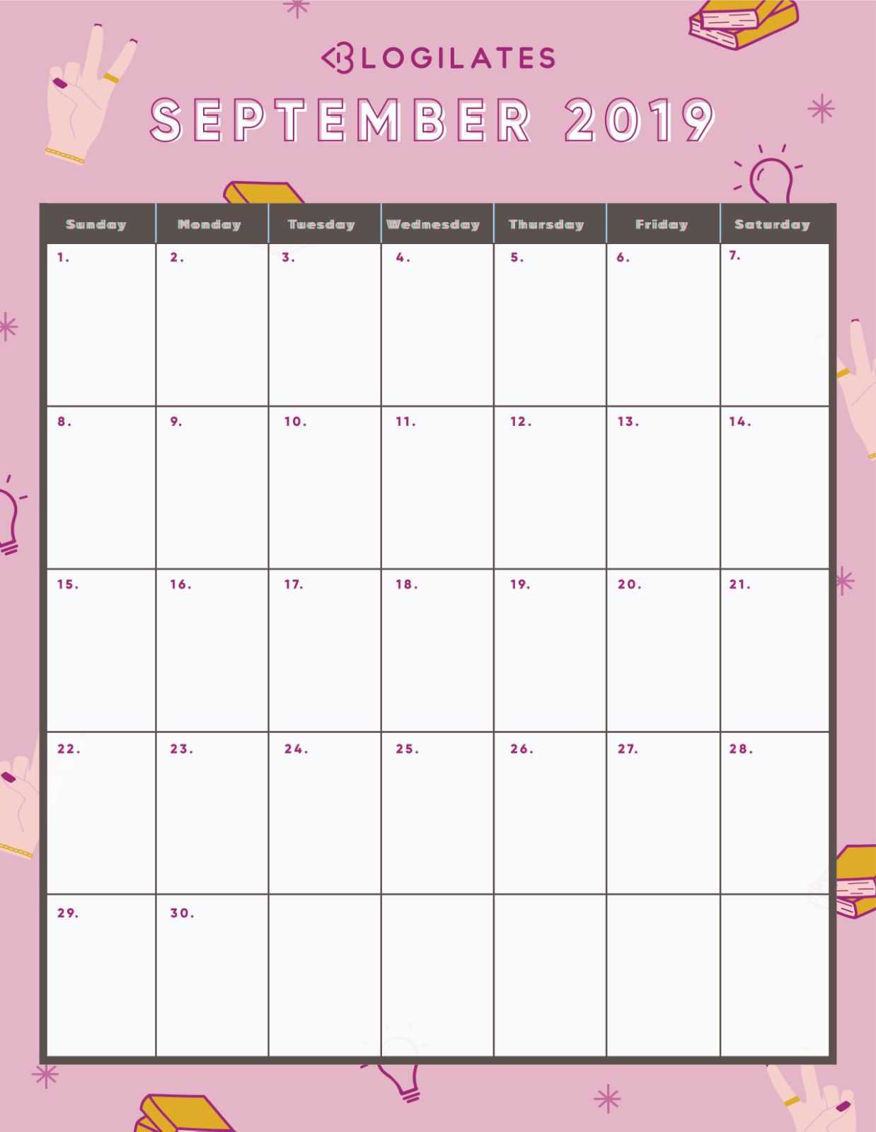 Pin On Printable Monthly Calendar Templates For Blank Calendar Template For Kids