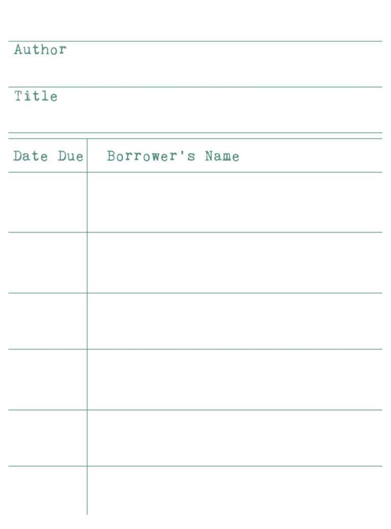 Library Catalog Card Template