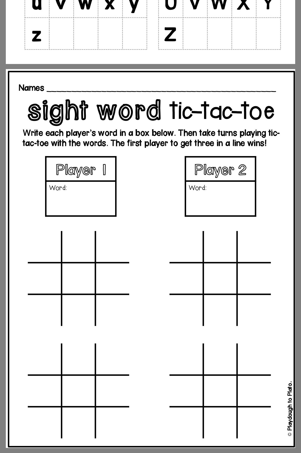 Pin On Sight Words With Regard To Tic Tac Toe Template Word