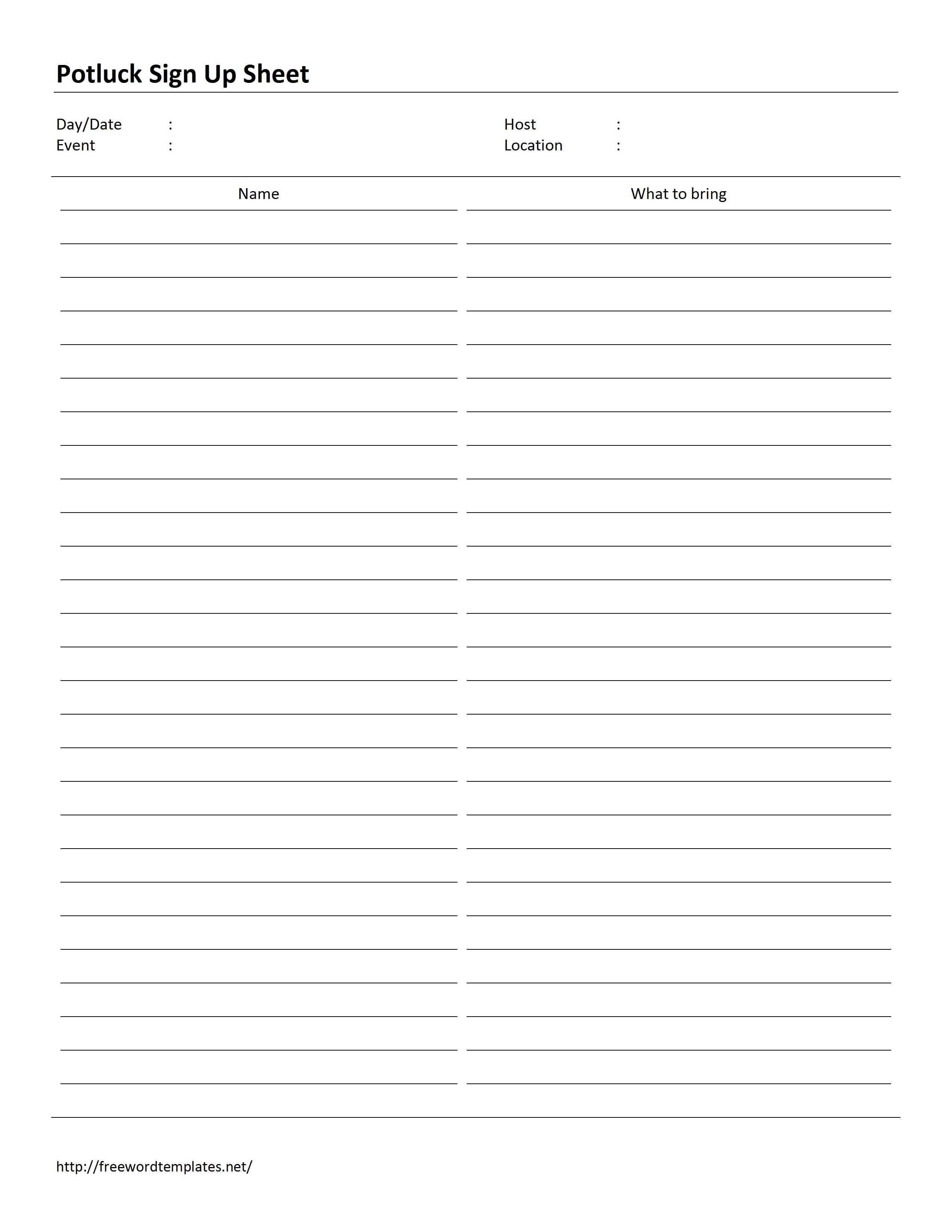 Pinchris Smith On Grandmachrisee's | Sign Up Sheets With Regard To Potluck Signup Sheet Template Word