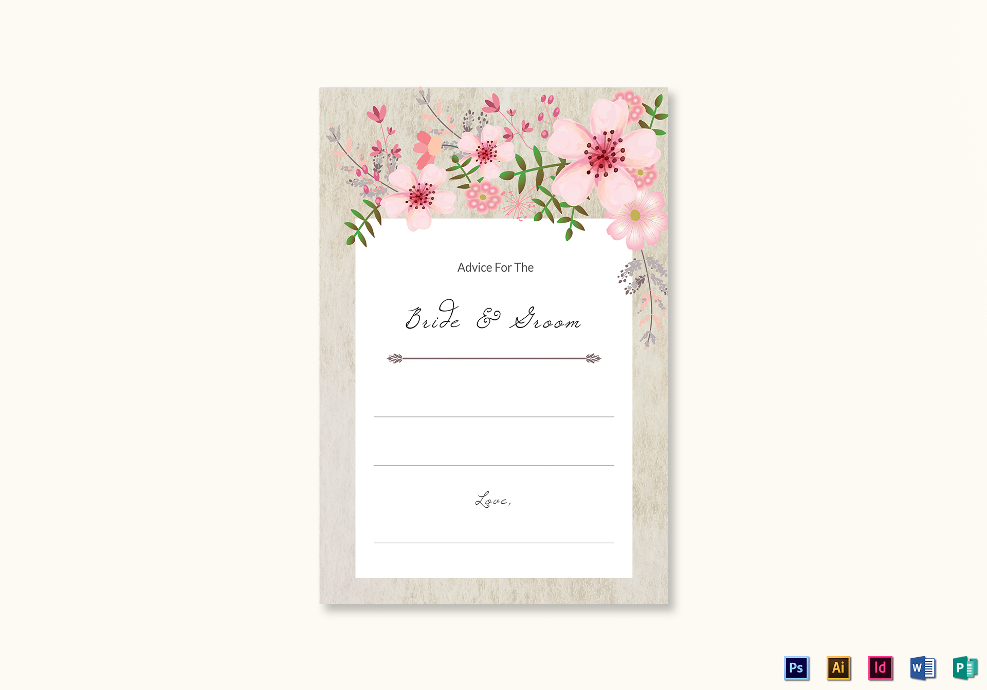 Pink Floral Wedding Advice Card Template Intended For Marriage Advice Cards Templates