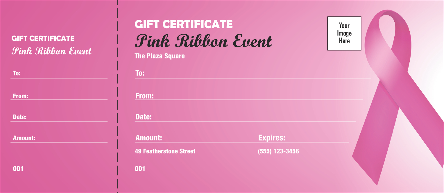 Pink Ribbon Gift Certificate With Pink Gift Certificate Template