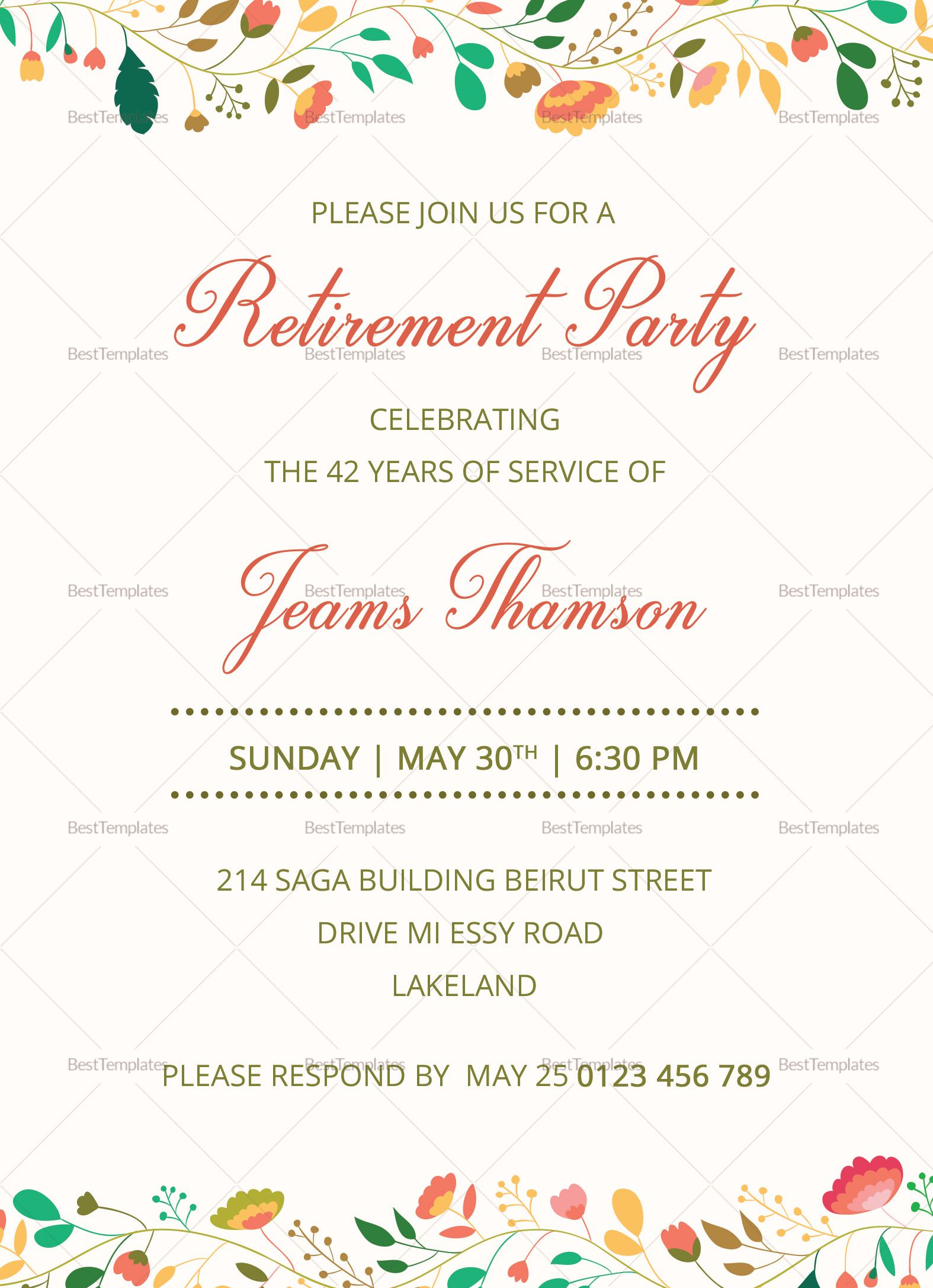Pinm Haseem On Download | Retirement Party Invitations Pertaining To Retirement Card Template