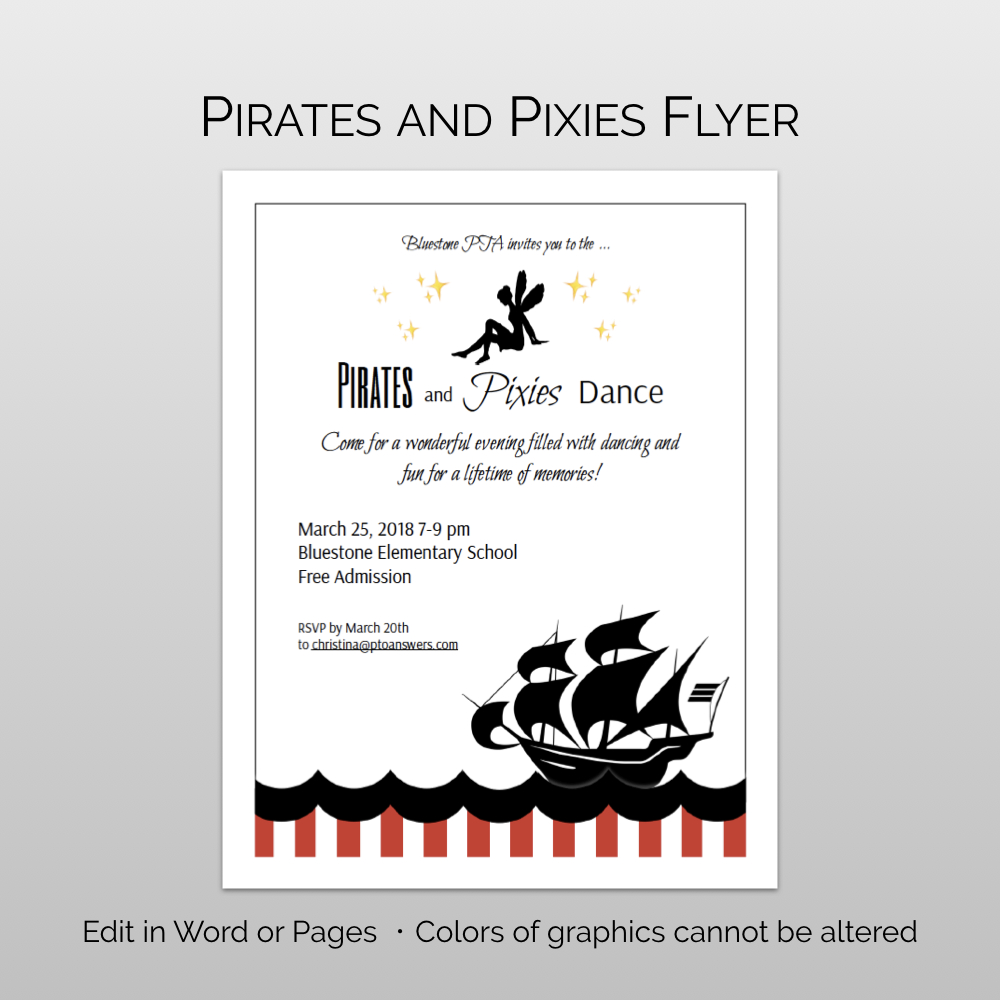 Pirates And Pixies Dance Flyer And Ticket Template Set | Pta Pertaining To Dance Flyer Template Word