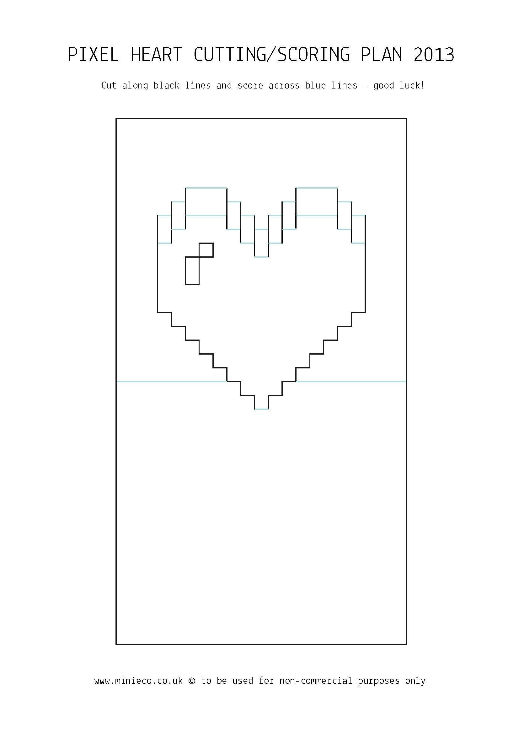 Pixel Heart Pop Up Card | Pop Up Card Templates, Heart Pop In Pixel Heart Pop Up Card Template