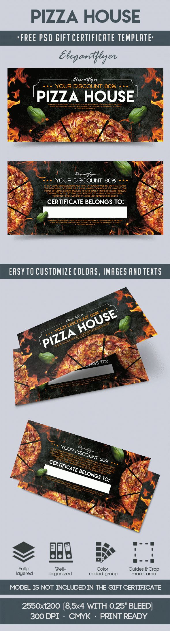 Pizza House – Free Gift Certificate Psd Template In Pizza Gift Certificate Template