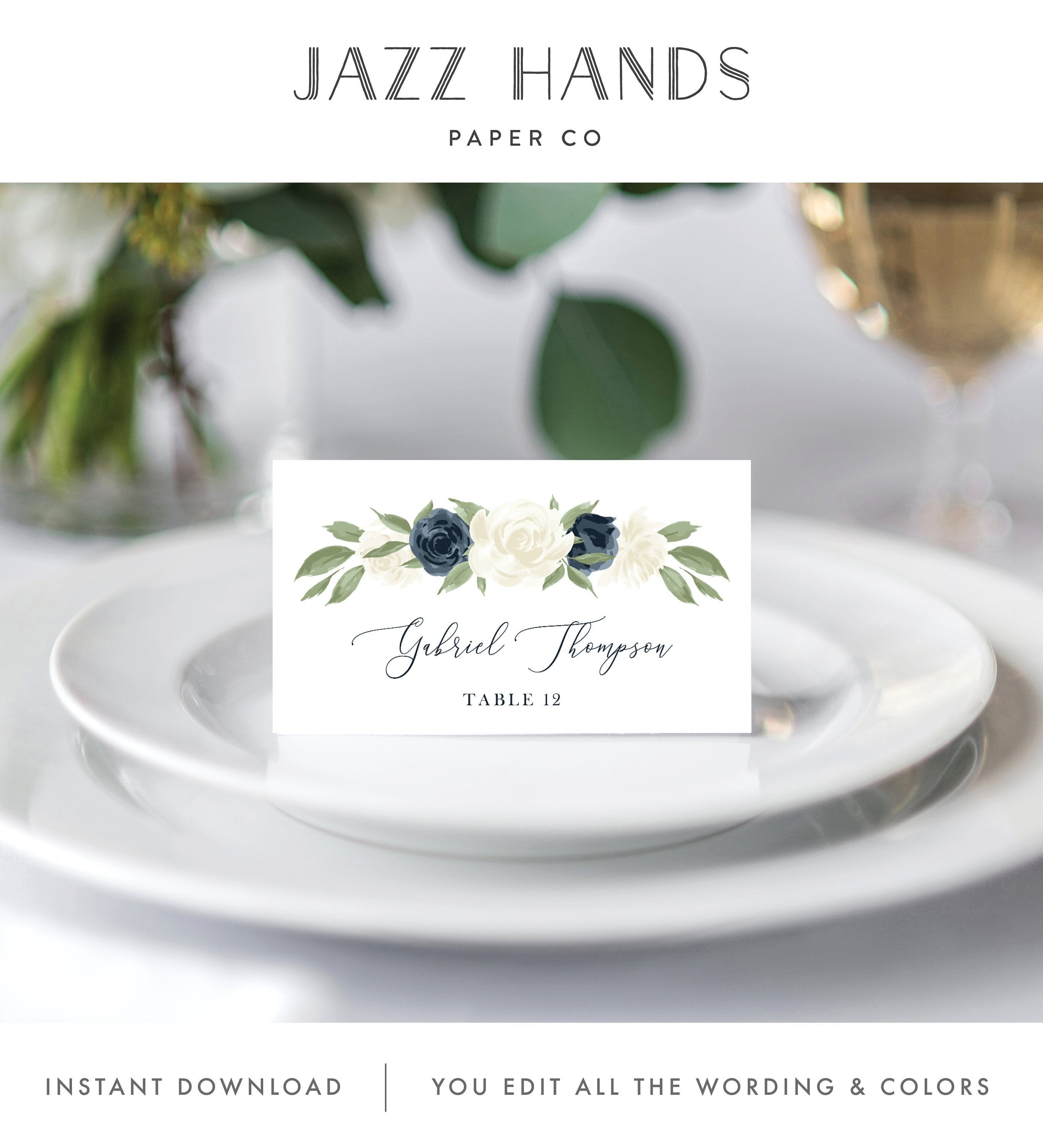 Place Card Template, Escort Card Template, Printable Wedding With Regard To Place Card Setting Template