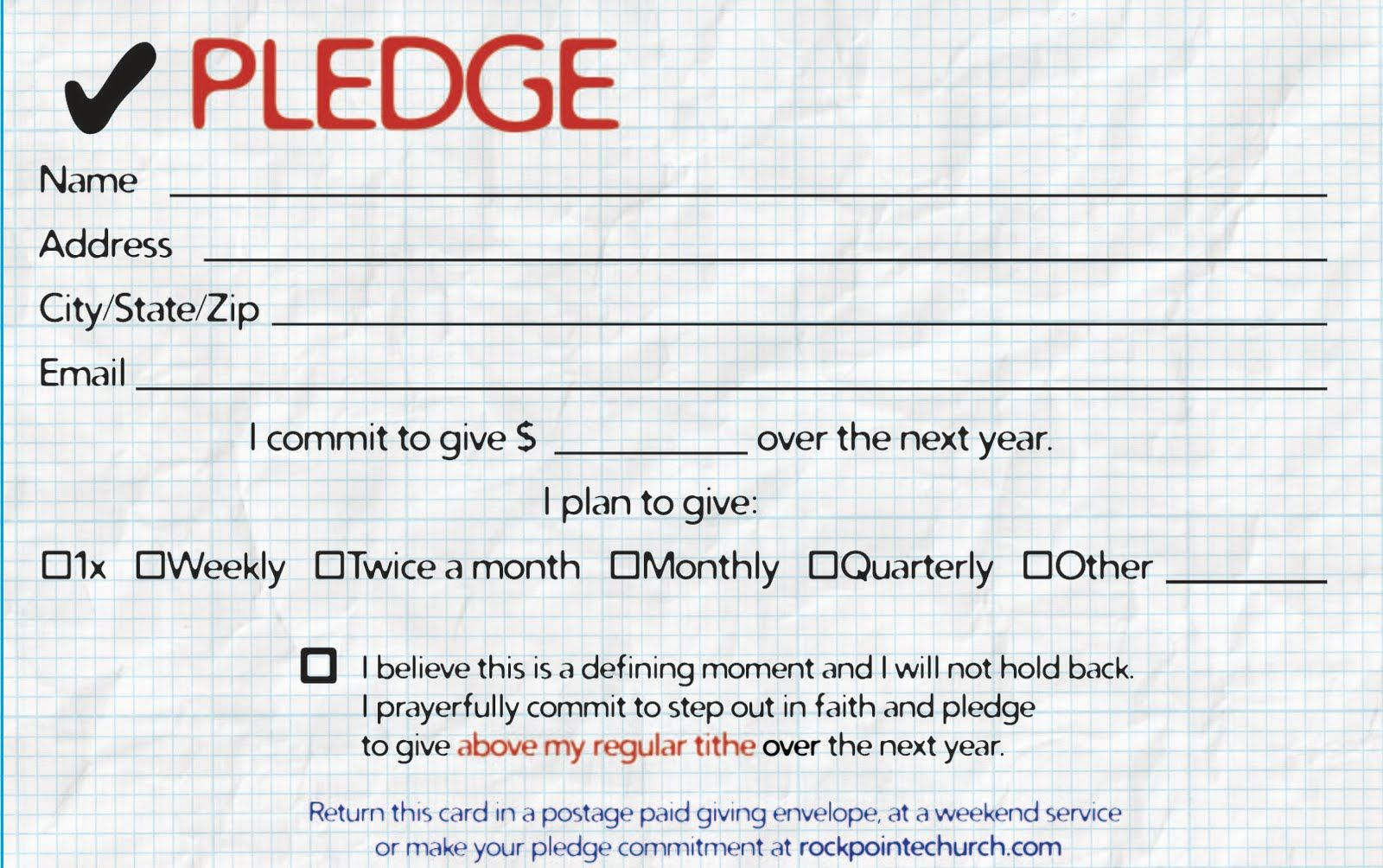Pledge Cards For Churches | Pledge Card Templates | My Stuff Inside Free Pledge Card Template