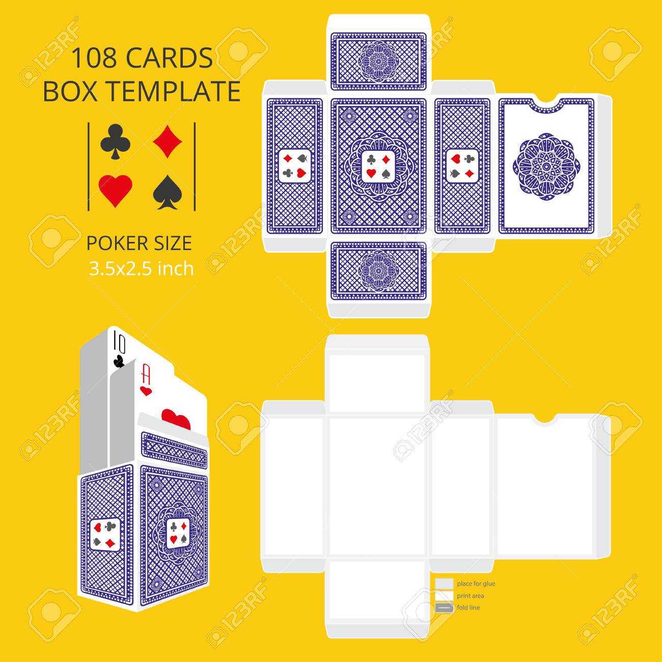 Poker Card Size Tuck Box Template.vector Illustration Ready Design.. Regarding Playing Card Design Template