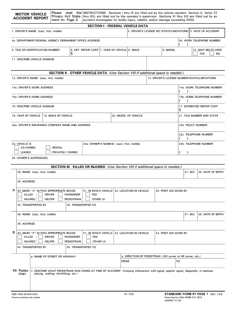 Police Report Template – Fill Online, Printable, Fillable In Motor Vehicle Accident Report Form Template