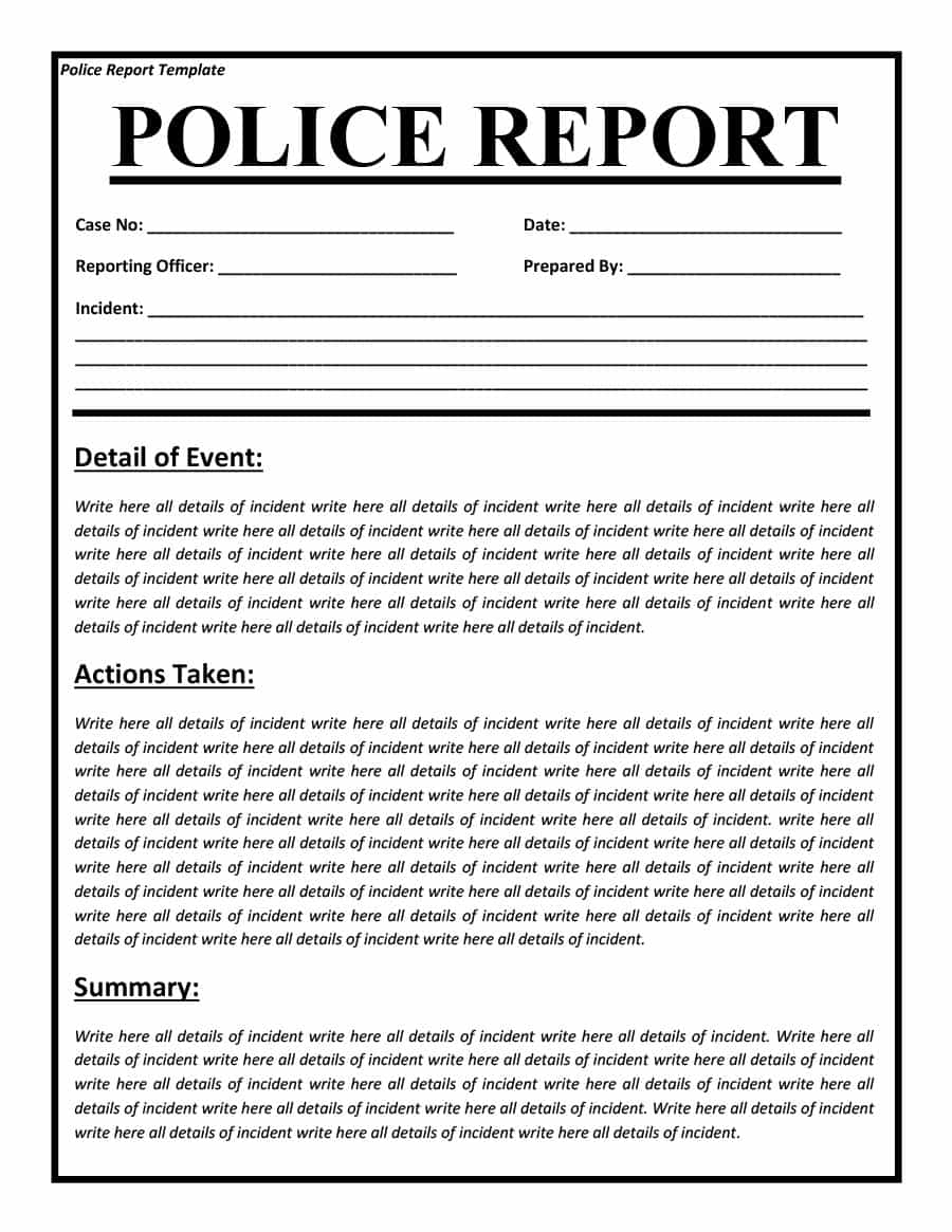 Police Report Templates – 8+ Free Blank Samples – Template Intended For Police Report Template Pdf