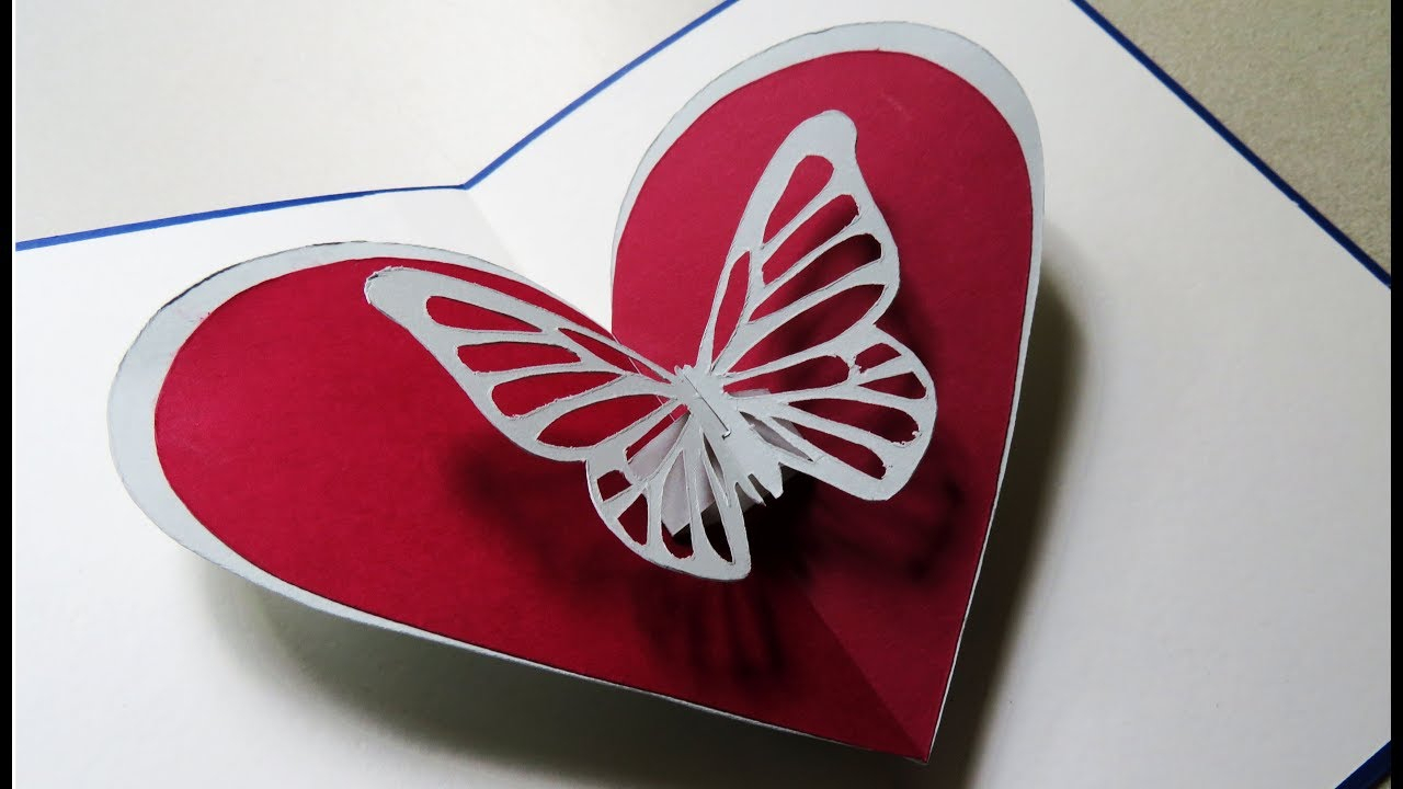 Pop Up Card (Butterfly Heart) – Greeting Pop Up Cardtemplate – Ezycraft Pertaining To Pop Out Heart Card Template