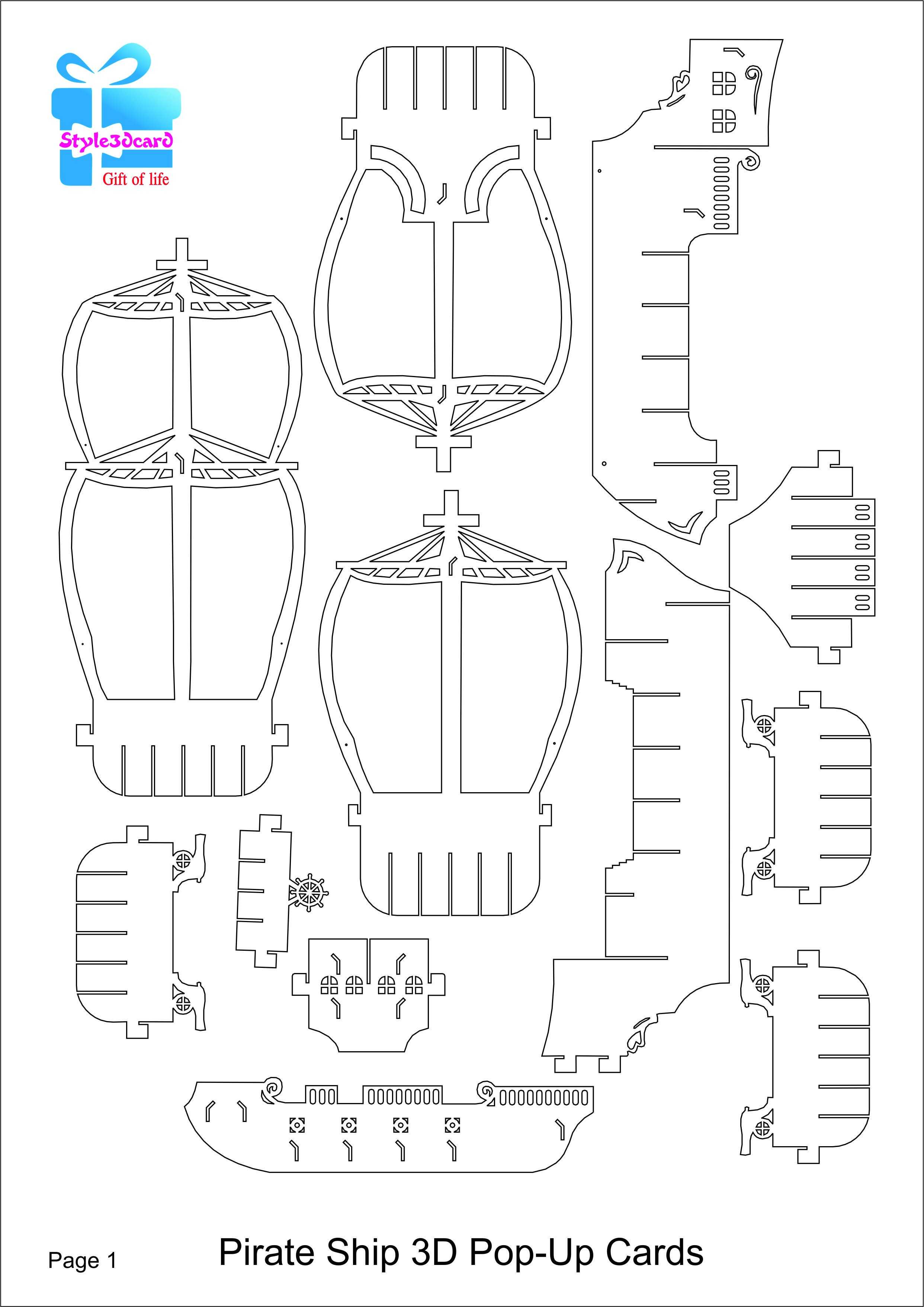 Pop Up Papercraft Pirate Ship 3D Pop Up Card Kirigami Regarding Free Printable Pop Up Card Templates