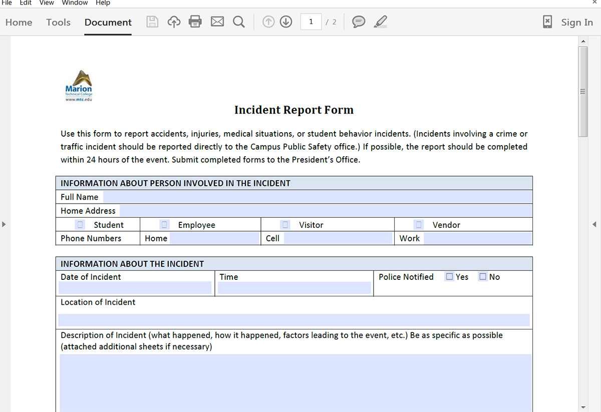 Populate Incident Reports From Salesforce | Formstack Documents Throughout Computer Incident Report Template