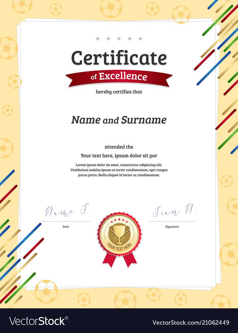 Portrait Certificate Template In Football Sport In Athletic Certificate Template