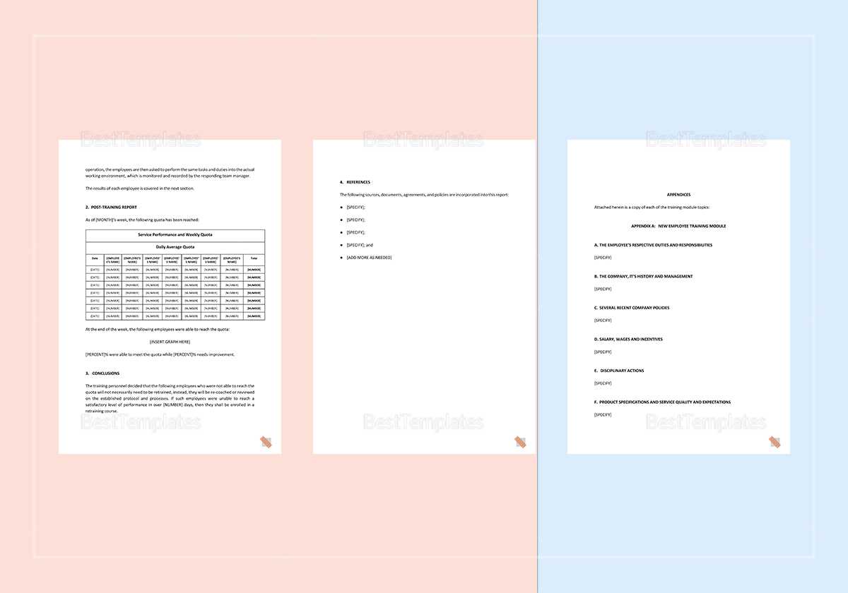 Post Training Report Template Regarding After Training Report Template