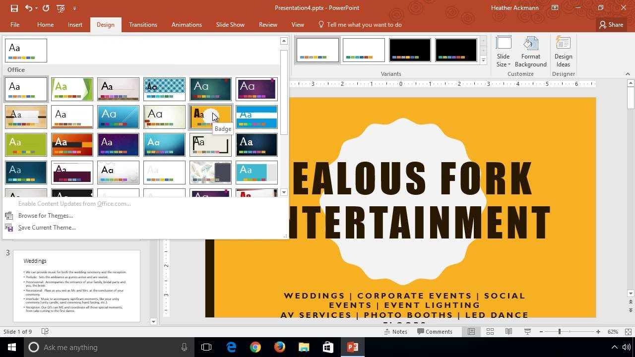 Powerpoint 2016 – Learn How To Change Themes And Variants With Regard To How To Change Powerpoint Template