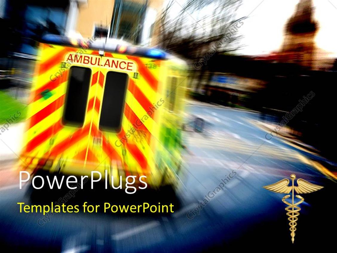 Powerpoint Template: An Ambulance On The Road With Blurred With Regard To Ambulance Powerpoint Template