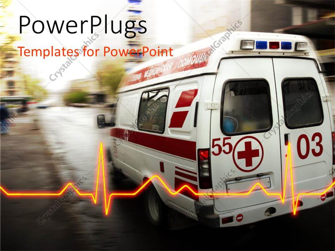 Powerpoint Template: An Ambulance With A Heartbeat Line And Throughout Ambulance Powerpoint Template
