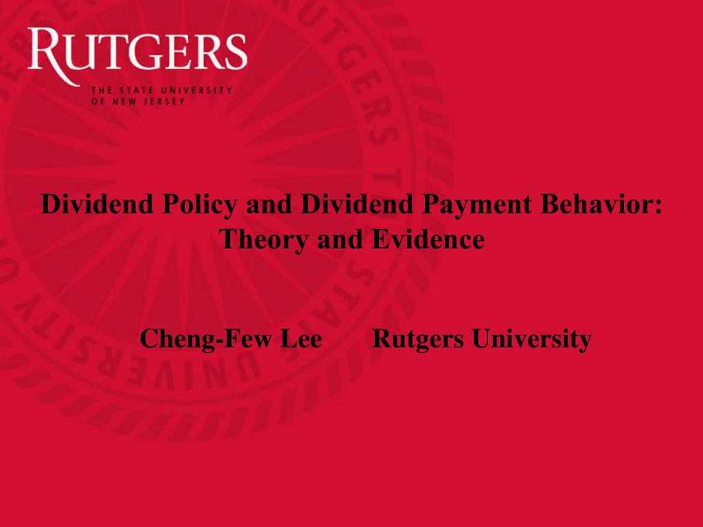 Ppt – Dividend Policy And Dividend Payment Behavior: Theory With Rutgers Powerpoint Template