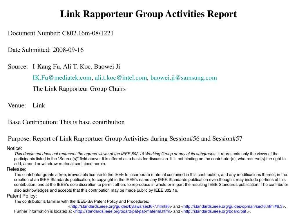 Ppt – Link Rapporteur Group Activities Report Powerpoint With Regard To Rapporteur Report Template